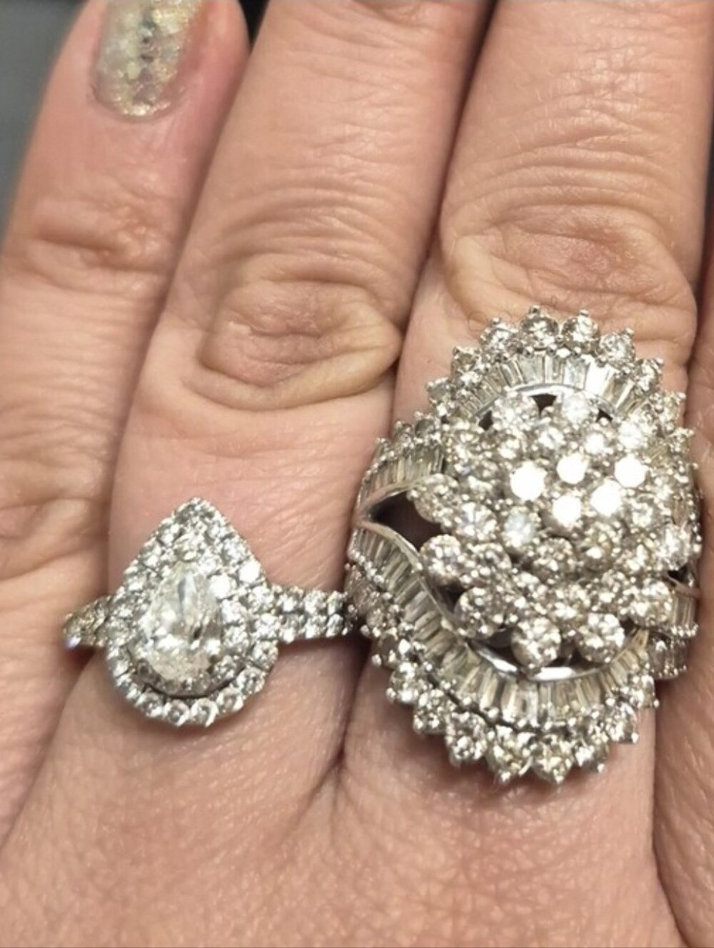 Total 5ct Natural Diamond White Gold Rings